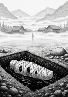 闇土葬の村 mystery story for 18+ years children in Japanese featuring suspenseful themes