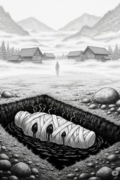 闇土葬の村 mystery story for 18+ years children in Japanese featuring suspenseful themes