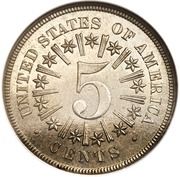 5 Cents "1866 Shield Nickel With Rays" (Pattern; nickel) - Reverse