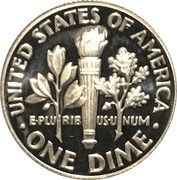 1 Dime "Roosevelt Dime" (Silver Proof) - Reverse