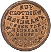 Cent - Civil War Merchant Token - Heinman's Clothing (Detroit, MI) - Obverse