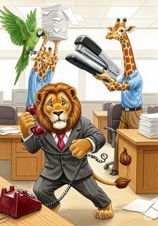 Animal Antics at Work! comedy story for 3-6 years children in English featuring humorous themes