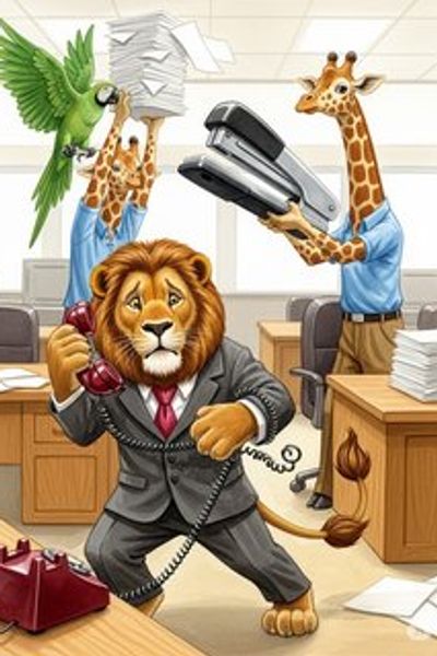 Animal Antics at Work! comedy story for 3-6 years children in English featuring humorous themes