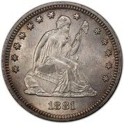¼ Dollar "Seated Liberty Quarter" (with motto, increased weight) - Obverse
