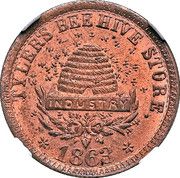 Civil War Merchant Token - Tyler's Bee Hive Dry Goods (Indianapolis, Indiana) - Obverse