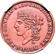 1 Cent - Hard Times Merchant Token - P.B. and S. Deveau (Boots and Shoes) - Obverse