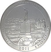 ¼ Dollar "Washington Quarter" (Gettysburg National Military Park, Pennsylvania - Silver 5 oz Bullion) - Reverse