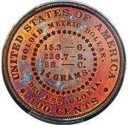 1 Dollar "1879 Goloid Metric Dollar" (Pattern; Copper) - Reverse