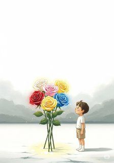 五色のバラの花束 fairy tale story for 7-12 years children in Japanese featuring warm themes