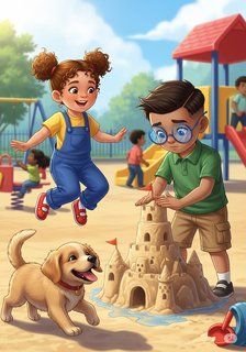 Squeaky Shoes at the Playground daily life story for 3-6 years children in English featuring joyful themes