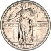 ¼ Dollar "Standing Liberty Quarter" (No Stars Below Eagle) - Obverse