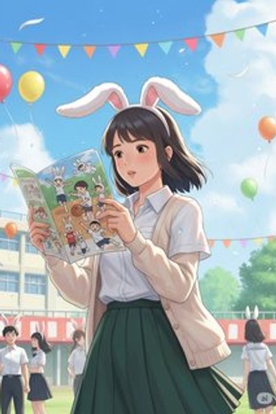 バニー運動会 daily life story for 7-12 years children in Japanese featuring warm themes