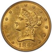 10 Dollars (Coronet Head - No motto) - Obverse