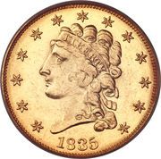 2½ Dollars "Classic Head, No Motto On Reverse - Quarter Eagle" - Obverse