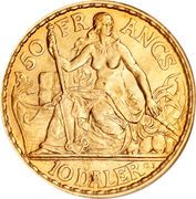 10 Daler / 50 Francs - Christian IX - Reverse