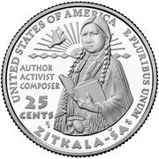 25 Cents "Washington Quarter" (Zitkala-Ša) - Reverse