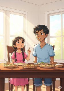 The Mindful Meal educational story for 7-12 years children in English featuring warm themes