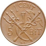 1 Cent / 5 Bit - Christian X - Reverse