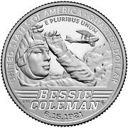 ¼ Dollar "Washington Quarter" (Bessie Coleman) - Reverse