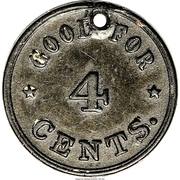 4 Cents - Civil War Merchant Token - S.H. Scripture Currency (New York) - Reverse
