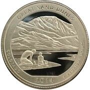 ¼ Dollar "Washington Quarter" (Great Sand Dunes, Colorado - Silver Proof) - Reverse