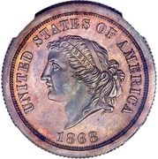 5 Dollars "1868 Half Eagle" (Pattern; copper) - Obverse