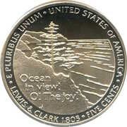 5 Cents "Jefferson Nickel" (Westward Journey, Ocean View) - Reverse
