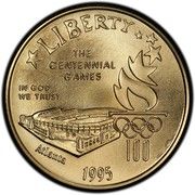 5 Dollars (XXVI Olympiad Stadium) - Obverse