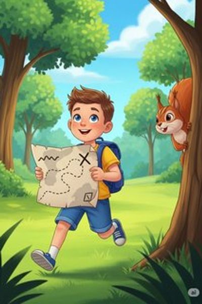 Leo's Summer Adventure Map daily life story for 3-6 years children in English featuring joyful themes