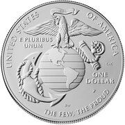1 Dollar (U.S. Marine Corps 250th Anniversary) - Reverse