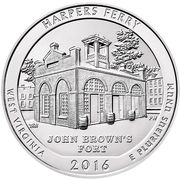 ¼ Dollar "Washington Quarter" (Harpers Ferry National Historical Park - Silver 5 oz Bullion) - Reverse