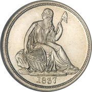 1 Dime "Seated Liberty Dime" (no stars around rim) - Obverse