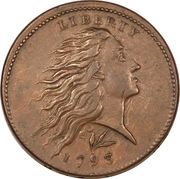 1 Cent "Flowing Hair Cent" (Wreath reverse) - Obverse