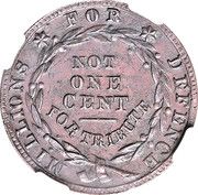 Cent - Hard Times Token - Millions For Defence (2 Six Pointed Stars) - Reverse