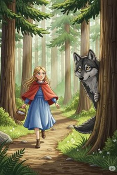 Little Red Riding Hood fairy tale story for 3-6 years children in English featuring warm themes