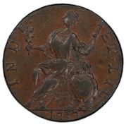½ Penny - Copper "Mailed Bust Left, Horned" - Reverse