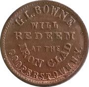 Civil War Merchant Token - Bingham and Jarvis Drugs (Cooperstown, New York) - Obverse