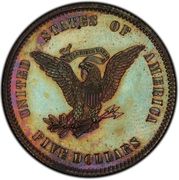 5 Dollars "1860 Half Eagle" (Pattern; copper) - Reverse