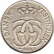 5 Cents / 25 Bit - Christian IX - Obverse