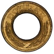 1 Dollar "1852 Gold Dollar" (Pattern; brass) - Reverse
