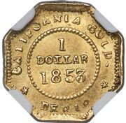 1 Dollar California Territorial Gold "Octagonal Liberty Head" - Reverse