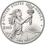 100 Dollars "American Platinum Eagle" (Bullion Coinage) - Reverse