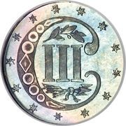 3 Cents (type 3 - one line bordering star) - Reverse