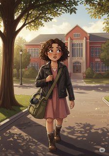 Alicia's First Day daily life story for 7-12 years children in English featuring warm themes