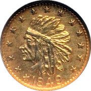 1 Dollar - California Territorial Gold (Indian and Bear) - Obverse