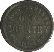 Civil War Merchant Token - Broas Pie Baker (New York, New York) - Reverse