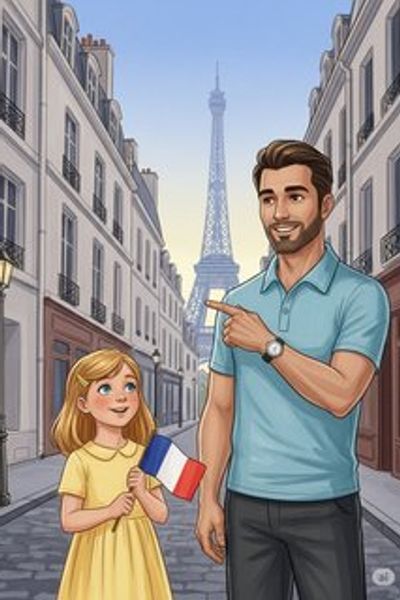 Elodie's French Adventure educational story for 3-6 years children in English featuring joyful themes