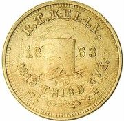 Cent - Civil War Merchant Token - R.T. Kelly (Overstruck on 1859 Indian Cent) - Obverse