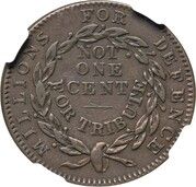 Hard Times Token – Liberty, Stars 6 x 7 / Not One Cent - Reverse