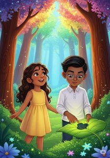 Sunny's Rainbow Adventure fantasy story for 7-12 years children in English featuring warm themes